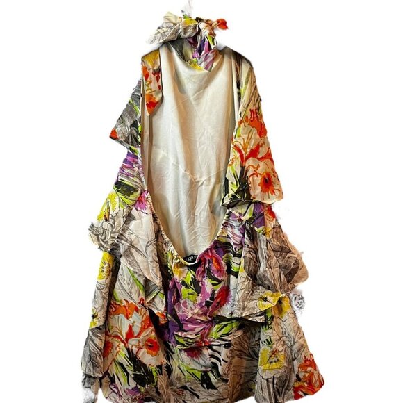 Lane Bryant Halter Neck Floral Print Ruffle Layered Top Womens Size 18/20 - Picture 9 of 13